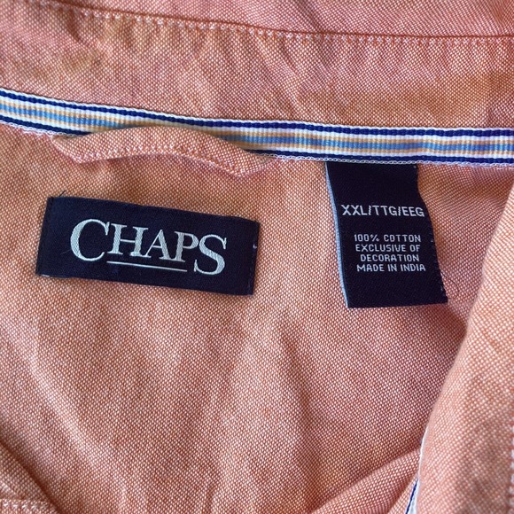 Mens Chaps Easy Care Long Sleeve Coral Button Front Shirt Size XXL 2XL Preppy - Picture 4 of 9